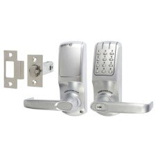 Codelocks CL5010 Digital Code Lock and Latch with Key Override - Brushed Steel