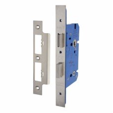Hampstead Architectural DIN Bathroom Lock - 85mm Case - 60mm Backset - Satin Stainless Steel