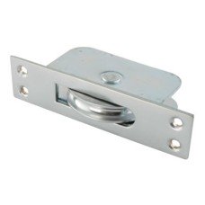 Hampstead Square Large Ball Bearing Sash Window Pulley - 57mm Curved Metal Wheel - Satin Chrome