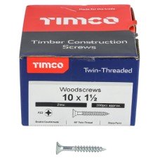 TIMCO Twin Threaded Pozi Countersunk Wood Screws - 10 x 1 1/2 TIMCO Twin Threaded Pozi Countersunk Wood Screws - 10 x 1 1/2
