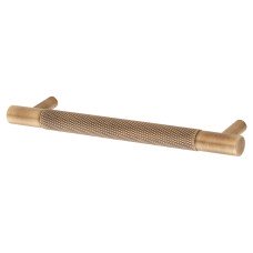 Alexander & Wilks Brunel 12mm Knurled T-Bar Cabinet Pull Handle - 128mm Centres - Antique Brass