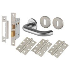 Exel 19mm Return to Door 3 Lever Sashlock Door Handle on Rose Kit - Stainless Steel