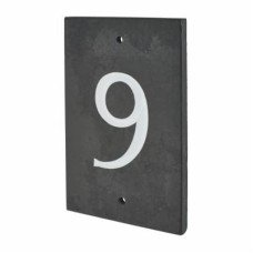 Slate Screw Fix Door Numeral - 9 - 140 x 90mm - Polished Black