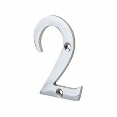 76mm Screw Fix Door Numeral - 2 - Polished Chrome