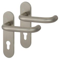 Exel Satin Stainless Steel 19mm Return to Door Euro Lock Door Handle - Radius - 72mm c/c Exel Satin Stainless Steel 19mm Return to Door Euro Lock Door Handle - Radius - 72mm c/c