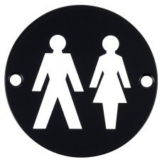 Exel Unisex Toilet Door Sign - 75mm Diameter - Matt Black