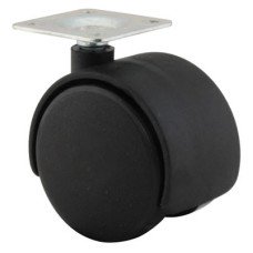 Mini Twin Wheel Castor - Swivel No Brake - 45kg Max Weight - 50mm Diameter - Black - Pack of 4