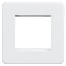 Knightsbridge 1 Gang 2 Module Euro Screwless Faceplate - Matt White