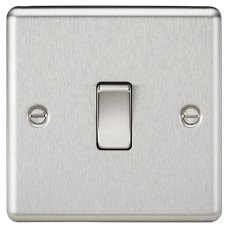 Knightsbridge 10AX 1 Gang Round Edge Intermediate Light Switch - Brushed Chrome Knightsbridge 10AX 1 Gang Round Edge Intermediate Light Switch - Brushed Chrome