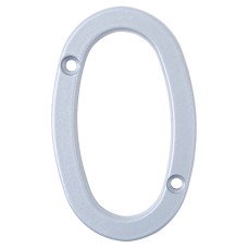 76mm Screw Fix Door Numeral - 0 - Premium Satin Silver 76mm Screw Fix Door Numeral - 0 - Premium Satin Silver