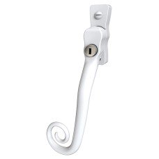 Mila Heritage Monkey Tail Locking Espagnolette Casement Window Handle - Left Hand - White Mila Heritage Monkey Tail Locking Espagnolette Casement Window Handle - Left Hand - White