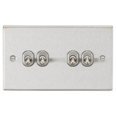 Knightsbridge 10AX 4 Gang 2 Way Toggle Light Switch - Brushed Chrome