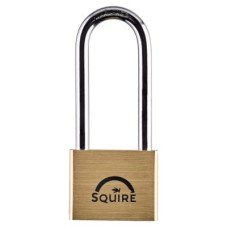 Squire Lion Open Long Shackle Padlock - 50mm Body - 65 x 28mm Shackle - Brass