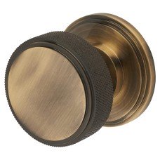 Hampstead Riley Knurled Mortice Door Knob - 62mm Rose Diameter - Antique Brass