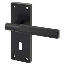 Exel Matt Black Knurled Keyhole Lock Door Handle - Remi Range - 155 x 55mm