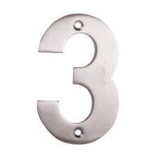 Exel 100mm Screw Fix Door Numeral - 3 - Polished Stainless Steel