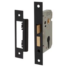 Exel Contract Euro Profile Sashlock - 65mm Case - 44mm Backset - Matt Black