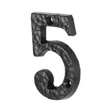 Olde Forge 76mm Screw Fix Door Numeral - 5 - Antique Black Iron