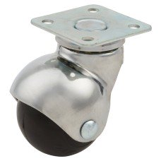 Coldene Rollstar Low Level Furniture Castor - Swivel - 40kg Max - 40mm Diameter - Chrome Plated