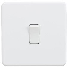 Knightsbridge 10AX 1 Gang Screwless Flat Plate Double Pole Light Switch - Matt White