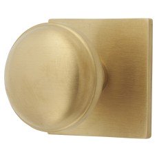 Alexander & Wilks Quantock Cabinet Knob on Square Backplate - 34mm Diameter - PVD Satin Brass