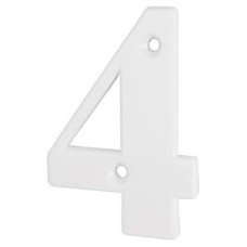 79mm Screw Fix Door Numeral - 4 - White