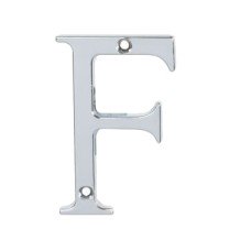 76mm Screw Fix Door Letter - F - Bright Chrome