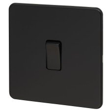 Knightsbridge 10AX 1 Gang Intermediate Screwless Flat Plate Light Switch - Matt Black