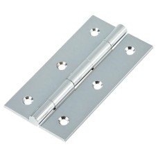 Solid Drawn Butt Cabinet Hinge - 75 x 40 x 2.0mm - Polished Chrome - Pair