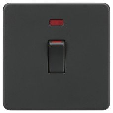 Knightsbridge 45A 1 Gang Screwless Double Pole Cooker Switch with Neon - Anthracite Grey Knightsbridge 45A 1 Gang Screwless Double Pole Cooker Switch with Neon - Anthracite Grey