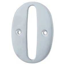79mm Screw Fix Door Numeral - 0 - Satin Chrome