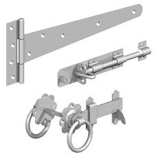 GateMate Medium Duty Side Gate Kit with Ring Gate Latch - 450mm - Bright Zinc Plated