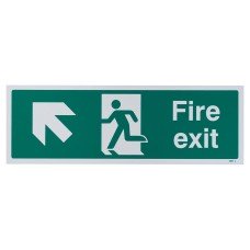 Exel Fire Exit Running Man Up Left Arrow Sign - 450 x 150mm - Rigid Plastic