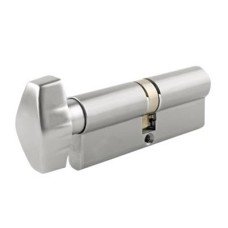 UNION J2X28 Pattern 5 Pin 64mm Euro Thumbturn Cylinder - 32mm Turn + 32mm - Satin Chrome