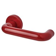 Hoppe AR600/20 Rouge Red Nylon Steel Core Safety Door Handle on Rose - Paris Range 