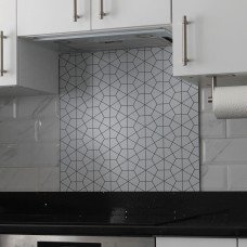 Exel Aluminium Kitchen Splashback - 600 x 750mm - Gloss White Geometric