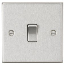 Knightsbridge 10AX 1 Gang 2 Way Square Edge Plate Light Switch - Brushed Chrome