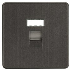 Knightsbridge 1 Gang Screwless Flat Plate RJ45 Data Socket - Smoked Bronze