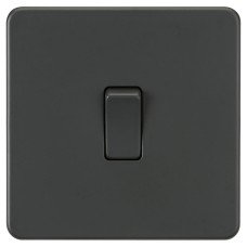 Knightsbridge 20A 1 Gang Double Pole Screwless Flat Plate Appliance Switch - Anthracite Grey