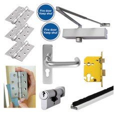 Medium Duty Euro Lock Door Handle on Backplate Fire Door Kit - Power Size 2-4 - Aluminium Medium Duty Euro Lock Door Handle on Backplate Fire Door Kit - Power Size 2-4 - Aluminium