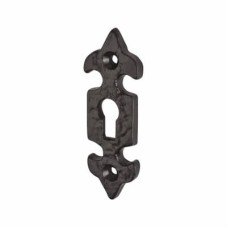 Olde Forge Fleur de Lys Escutcheon - 75 x 23mm - Keyhole - Antique Black Iron