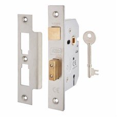 UNION 2277 3 Lever Sashlock - 65mm Case - 44.5mm Backset - Satin Chrome