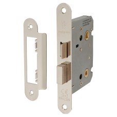Exel Contract Bathroom Lock - 76mm Case - 57mm Backset - Radius - Polished Nickel