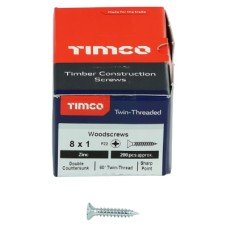 TIMCO Twin Threaded Pozi Countersunk Wood Screws - 8 x 1