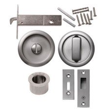 FVG Round Flush Privacy Set with Bolt - Satin Nickel