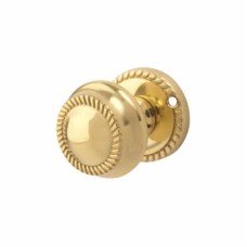 Exel Georgian Rope Edge Mortice Door Knob - 60mm Rose Diameter - Polished Brass