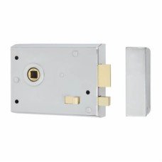 Exel Rim Lock with Snib - 105 x 80mm - Satin Chrome