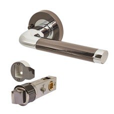 Excel Polished Chrome/Black Nickel Smartlatch Privacy Door Handles on Round Rose - Argo Range
