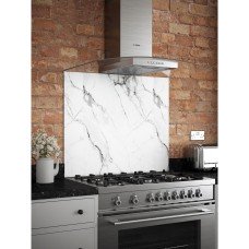 Self Adhesive Glass Kitchen Splashback - 750 x 900mm - Carrara Marble
