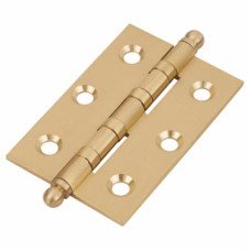 Ball Tip Washered Butt Door Hinge - 75 x 50 x 2.5mm - Satin Brass - Pair
